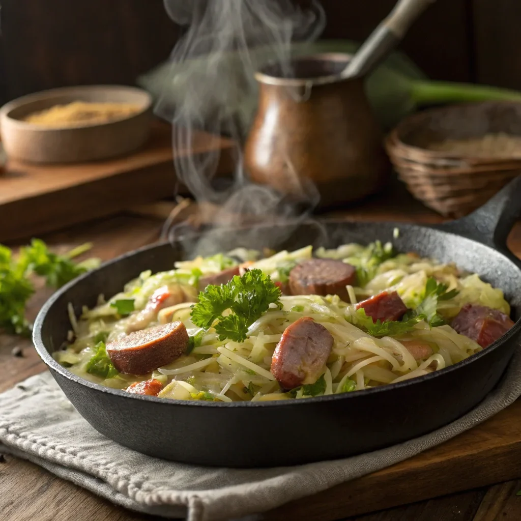 Cabbage and sausage skillet.