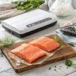 Fresh salmon ready for freezing.