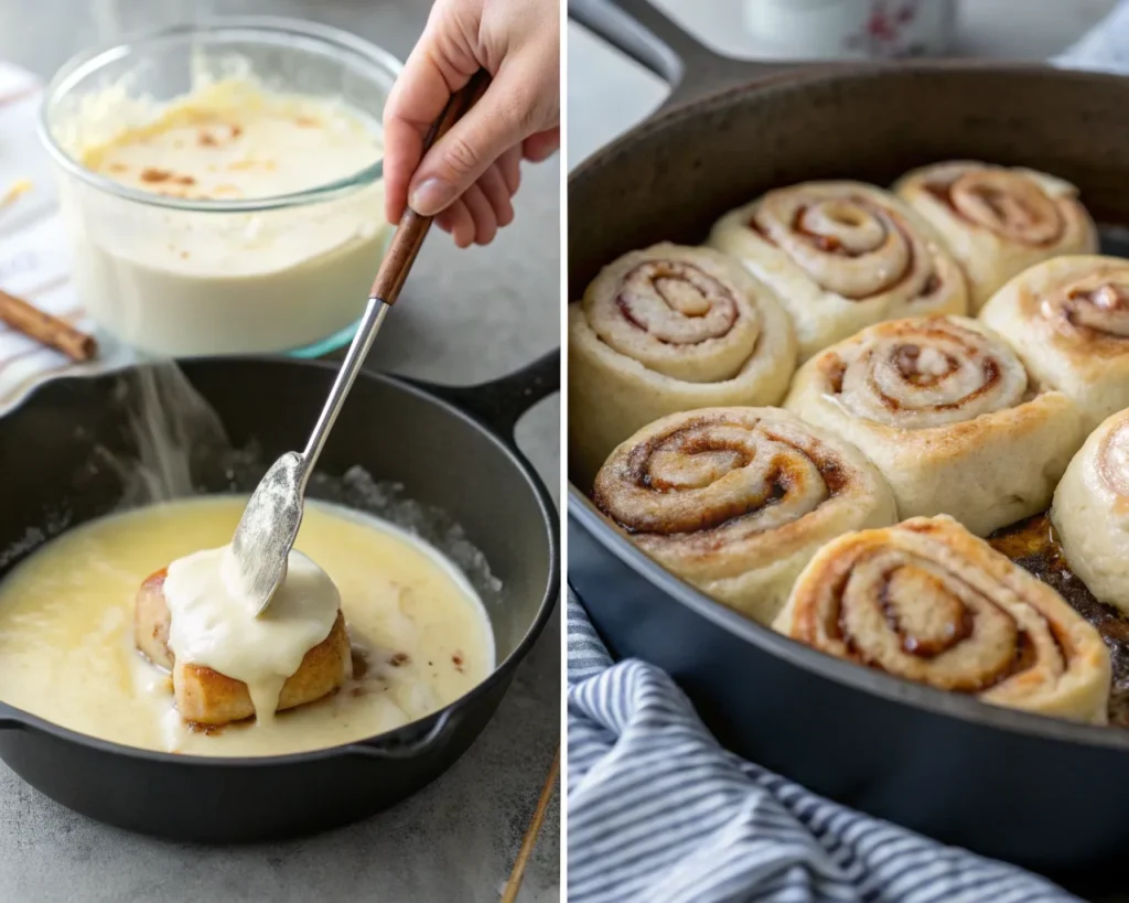 Step-by-step making Cinnamon Roll French Toast Bites