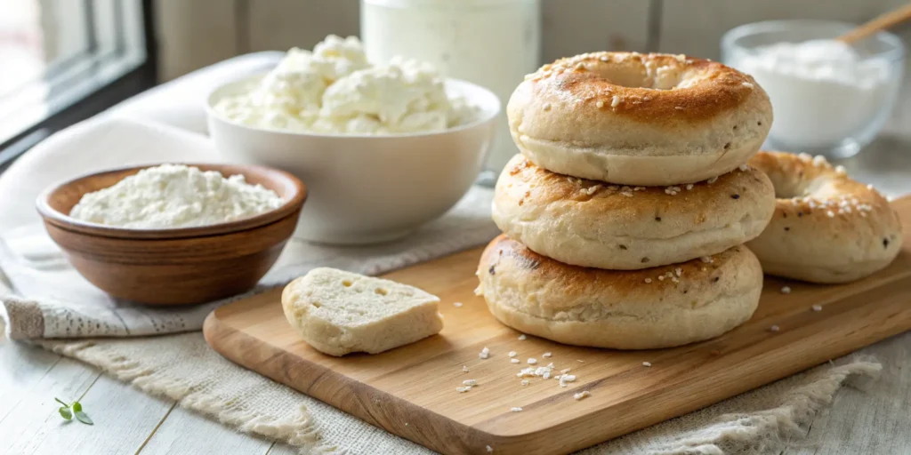High-Protein Cottage Cheese Bagels on a cutting board