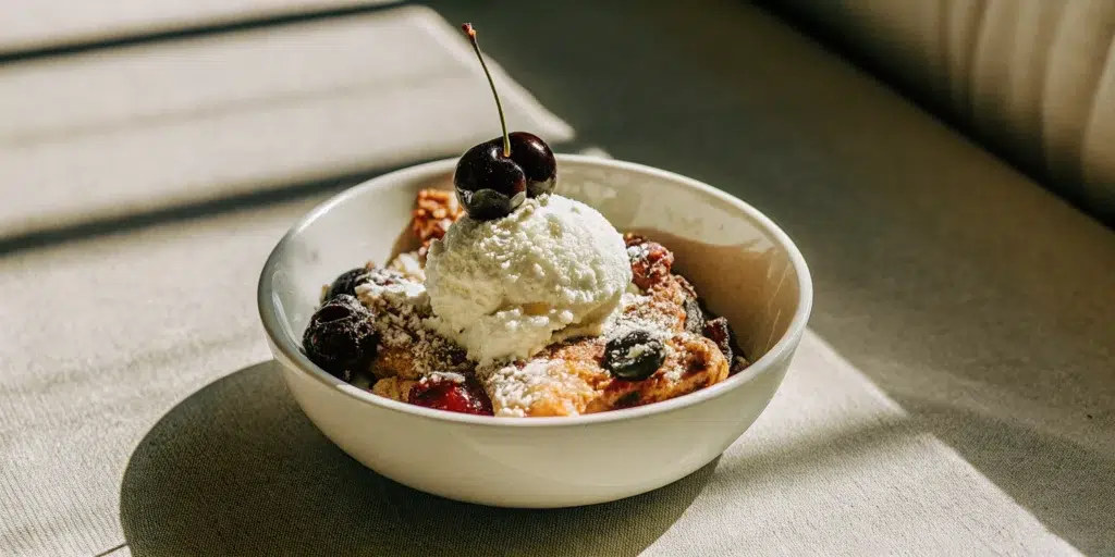 Non-Alcoholic Cherry Jubilee Recipe 1 Non-alcoholic cherry jubilee dessert