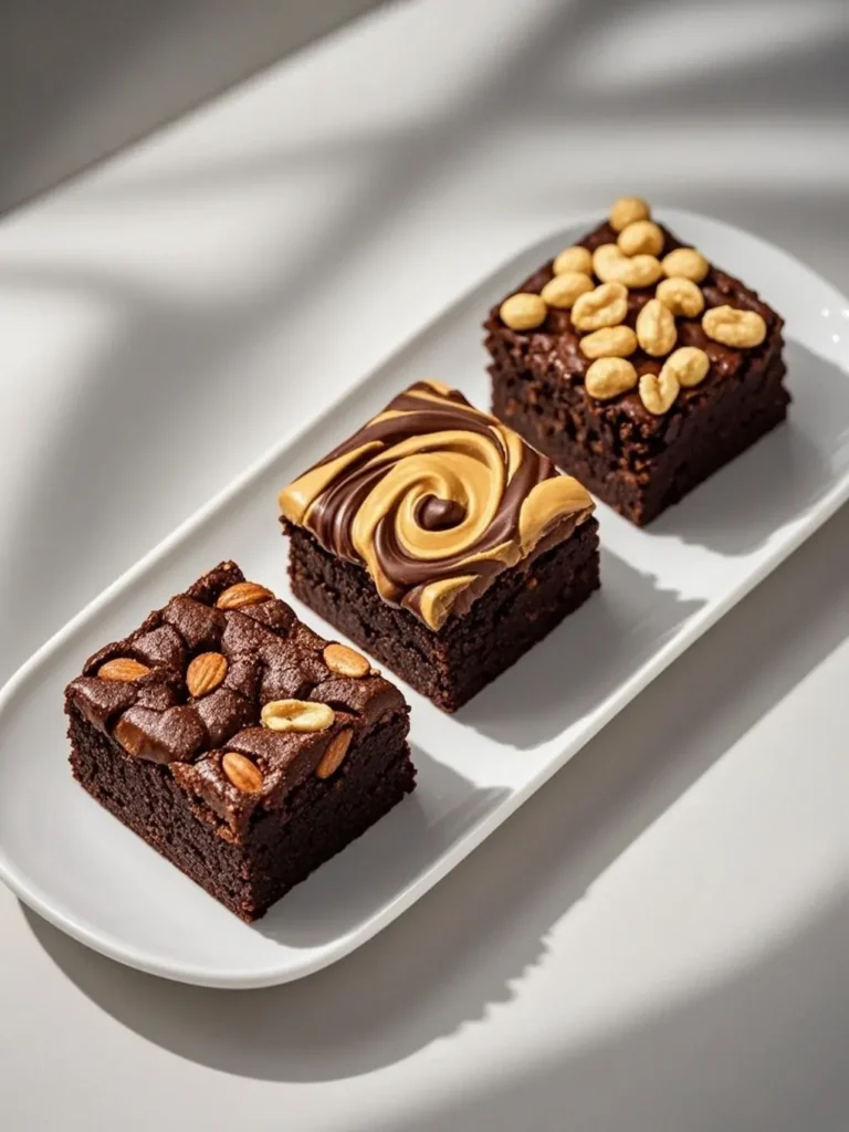 Brownie variations on white plate