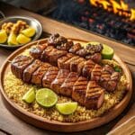 Farofa with churrasco and BBQ meats