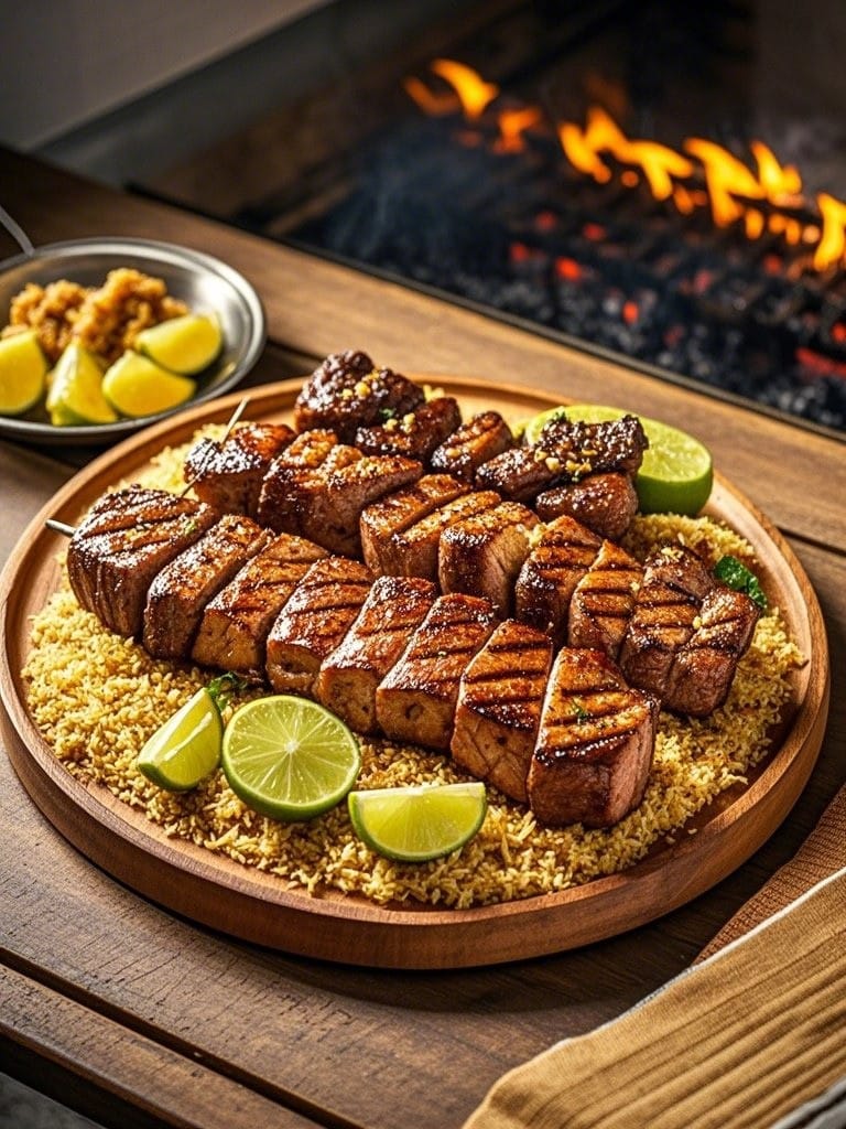 Farofa with churrasco and BBQ meats