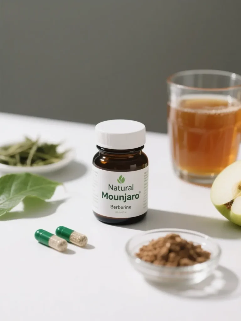 Does Natural Mounjaro Really Work? 1 Natural Mounjaro supplement bottle with ingredients