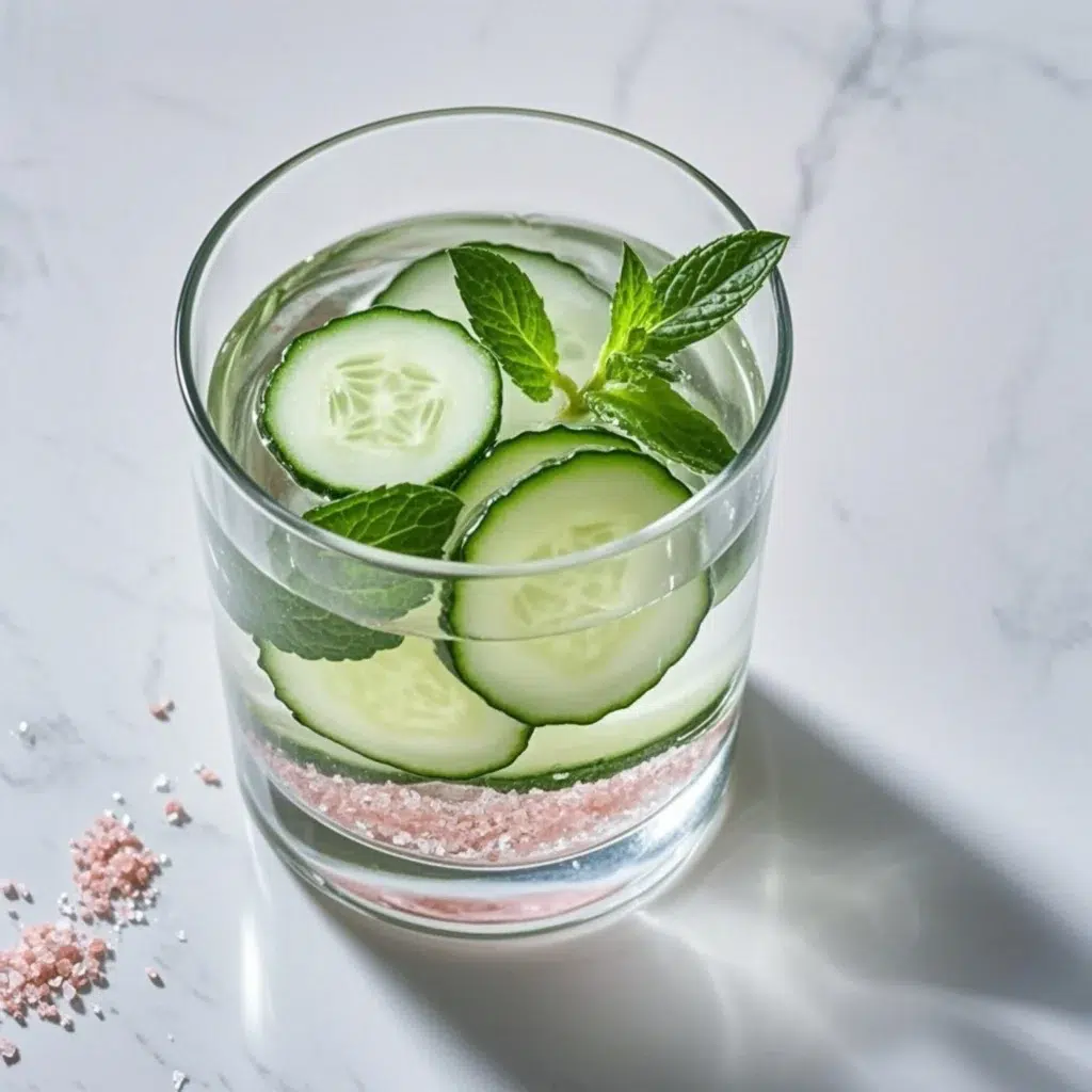 Refreshing detox drink with cucumber, mint, and pink salt