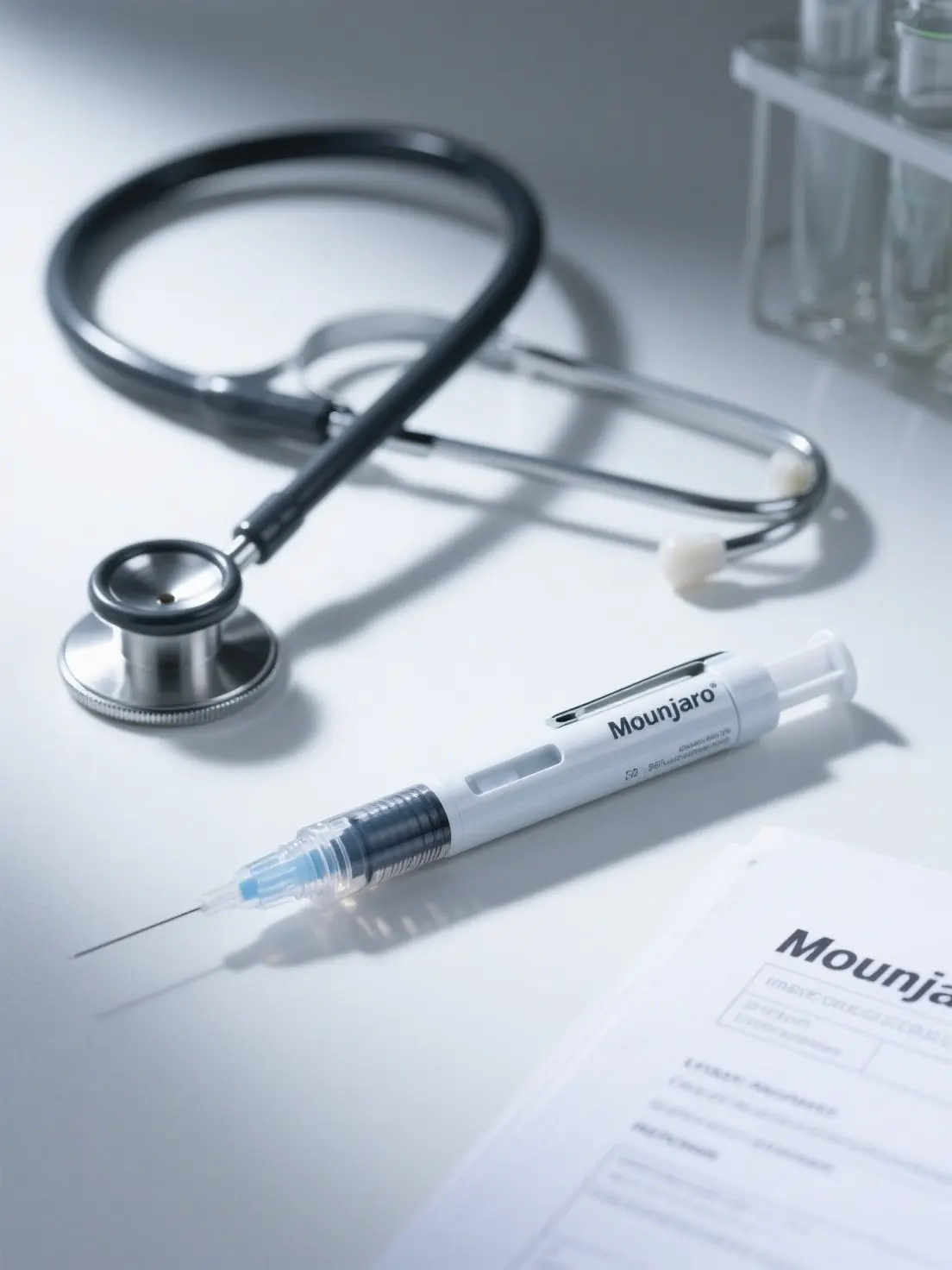 Mounjaro injection pen with medical background Long Term Side Effects of Mounjaro