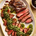 Picanha steak recipe served with chimichurri sauce