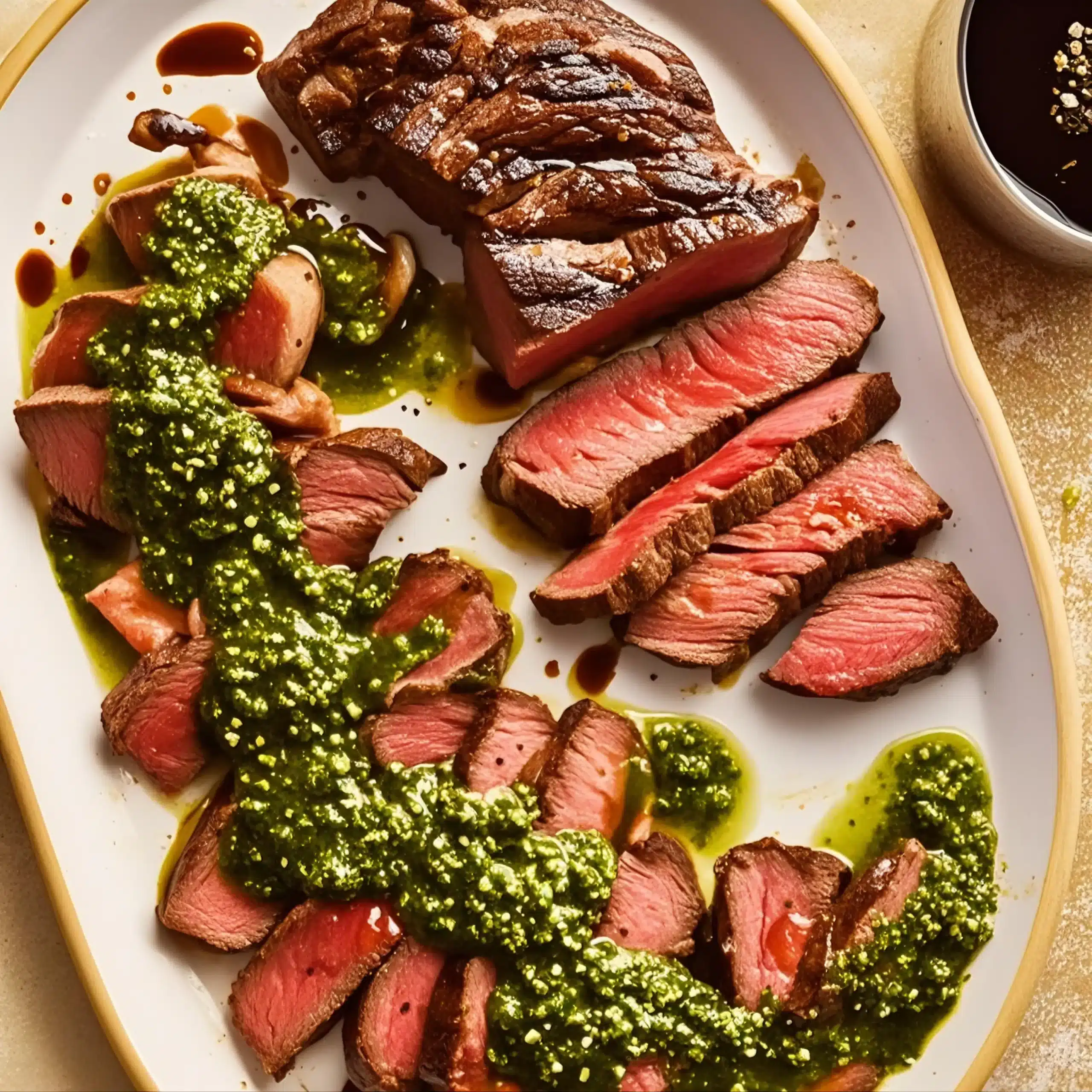 Picanha Steak Recipe 5 Picanha steak recipe served with chimichurri sauce