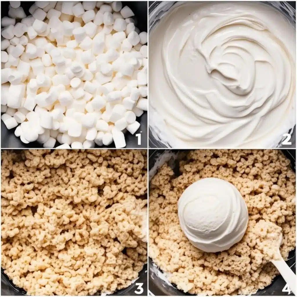 making marshmallow cereal mix for rice krispie ice cream sandwiches