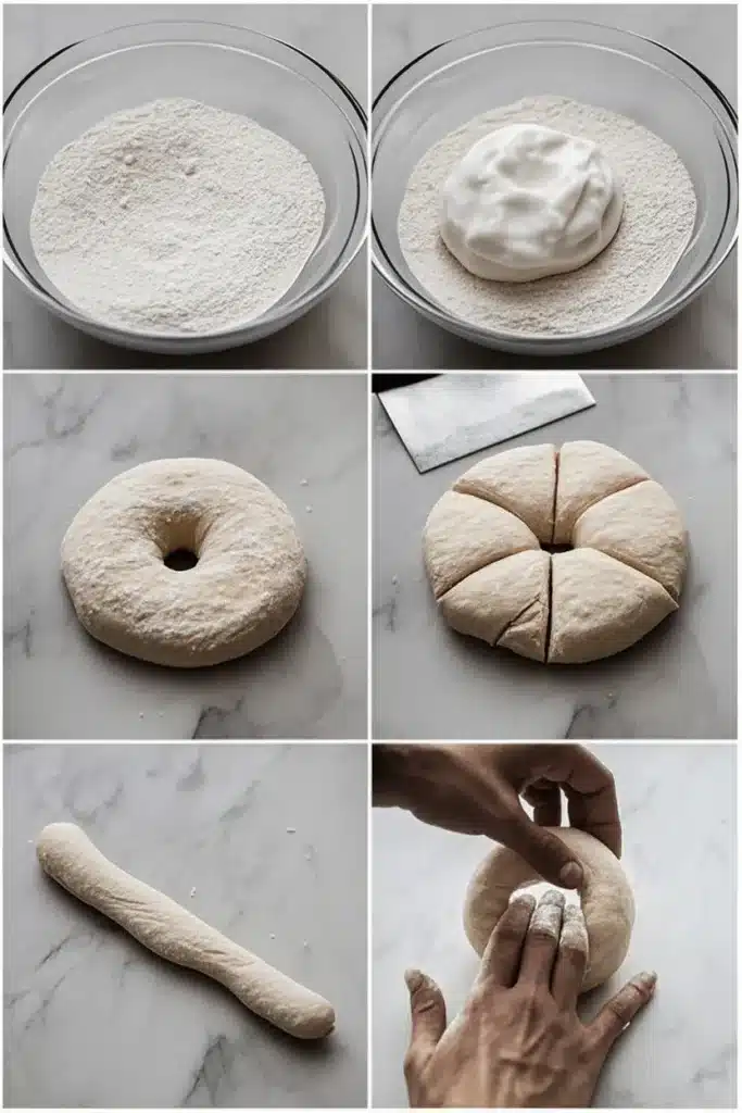 step-by-step dough preparation for protein bagel recipe