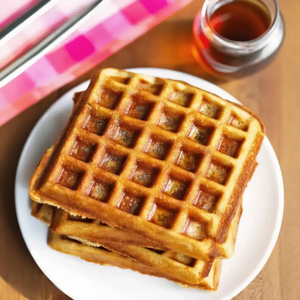 Keto Waffle Recipe 1 Stack of golden brown Keto Waffle Recipe served with maple syrup