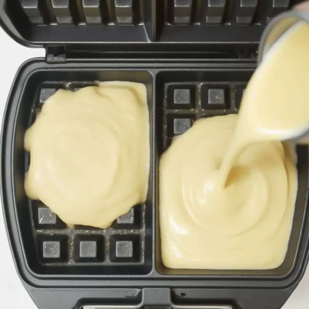 Keto Waffle Recipe 4 Waffle batter poured into a waffle maker before cooking