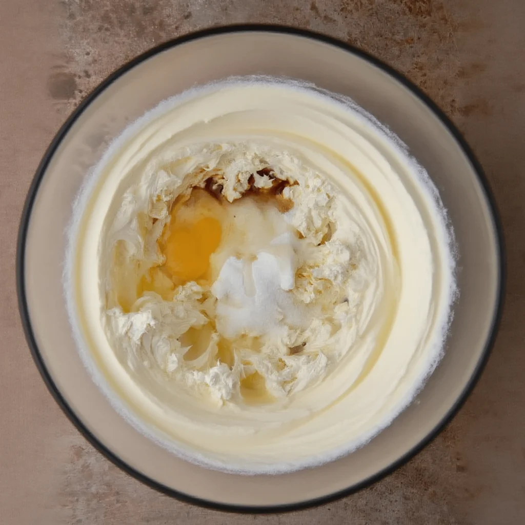 Churro Cheesecake Recipe 4 Cheesecake filling ingredients in mixing bowl