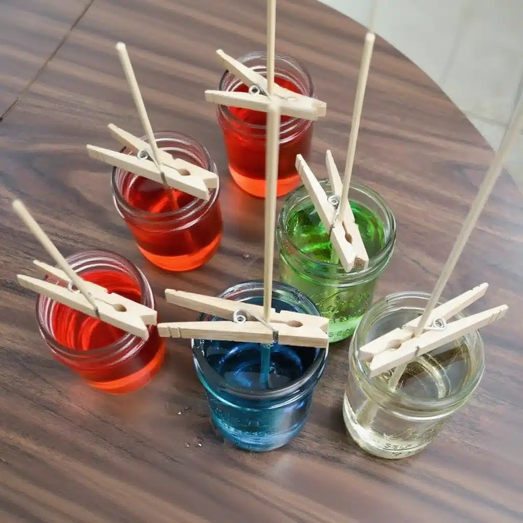 Rock Candy Recipe That Turns Sugar Into Sparkling Magic 3 Mason jars with colorful sugar solutions and skewers for rock candy making