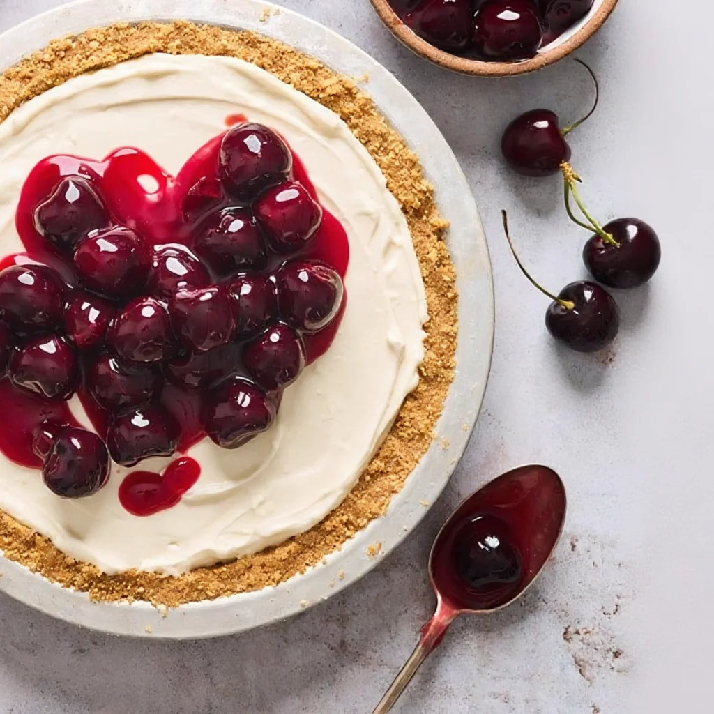 Philadelphia No Bake Cheesecake Recipe 3 Philadelphia No Bake Cheesecake with cherry topping on graham cracker crust