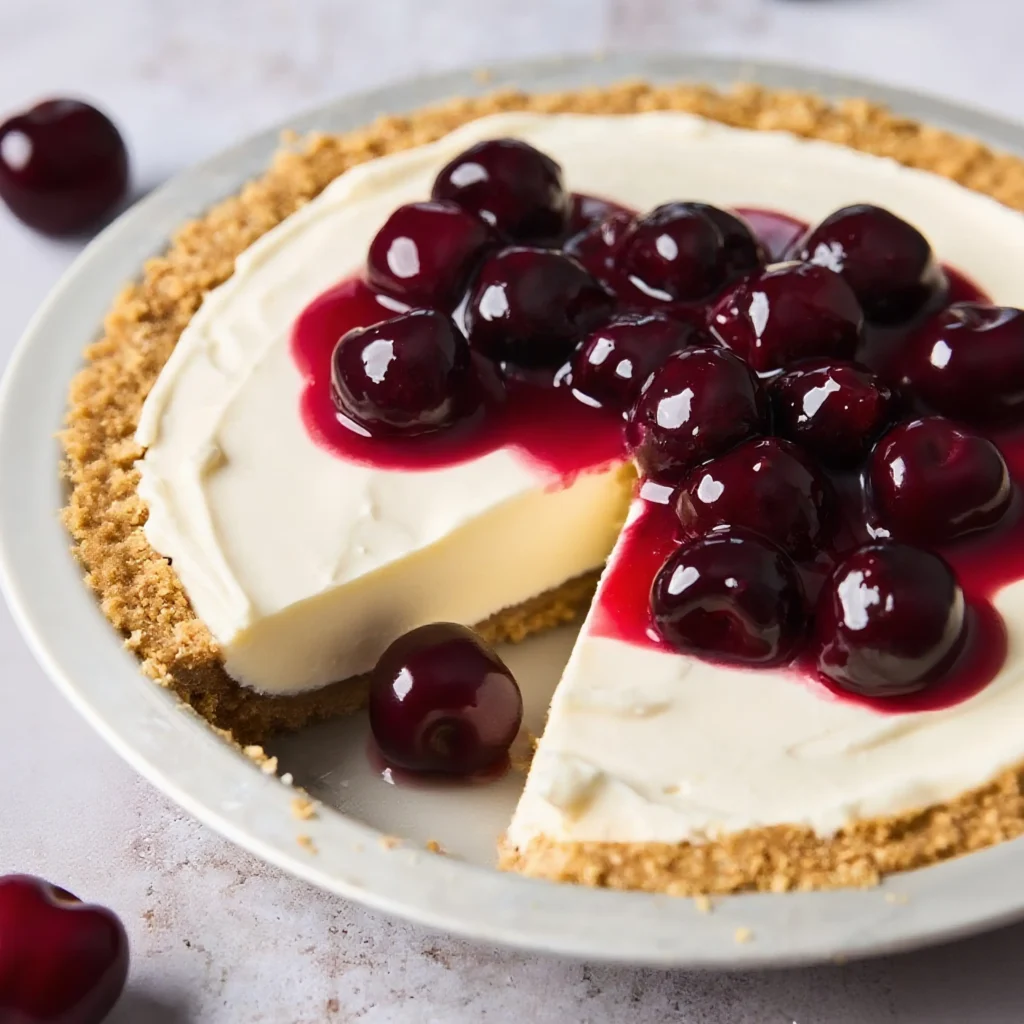 Philadelphia No Bake Cheesecake Recipe 2 Philadelphia No Bake Cheesecake with cherry topping and a missing slice