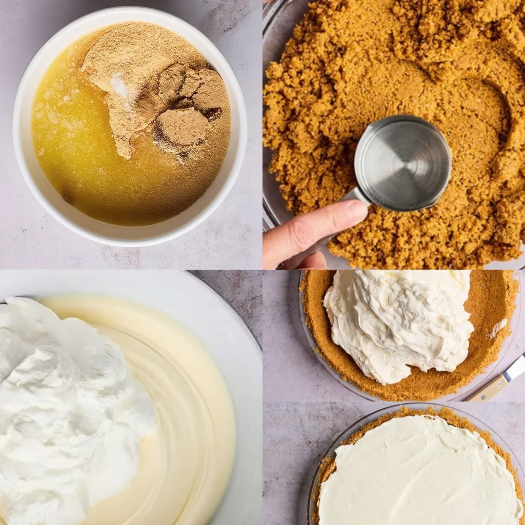 Philadelphia No Bake Cheesecake Recipe 5 Step-by-step collage showing how to make a Philadelphia No Bake Cheesecake