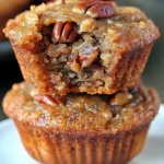 golden brown pecan pie muffins with gooey center and chopped pecans